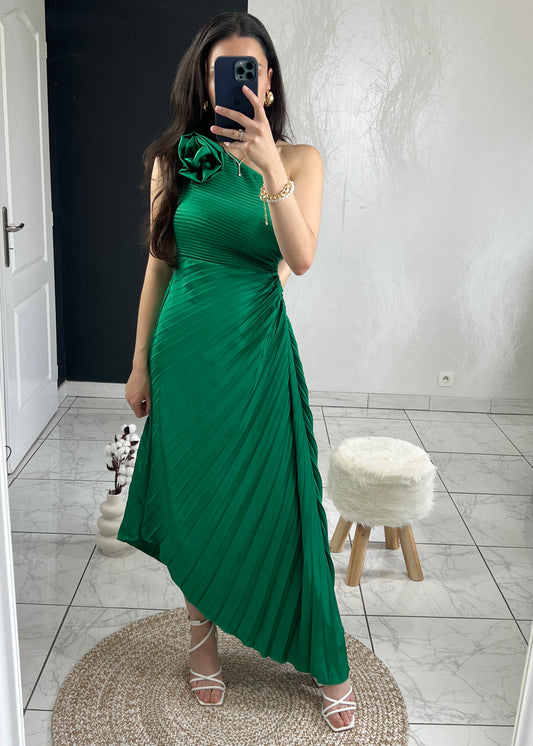 Robe plissée ROSA verte