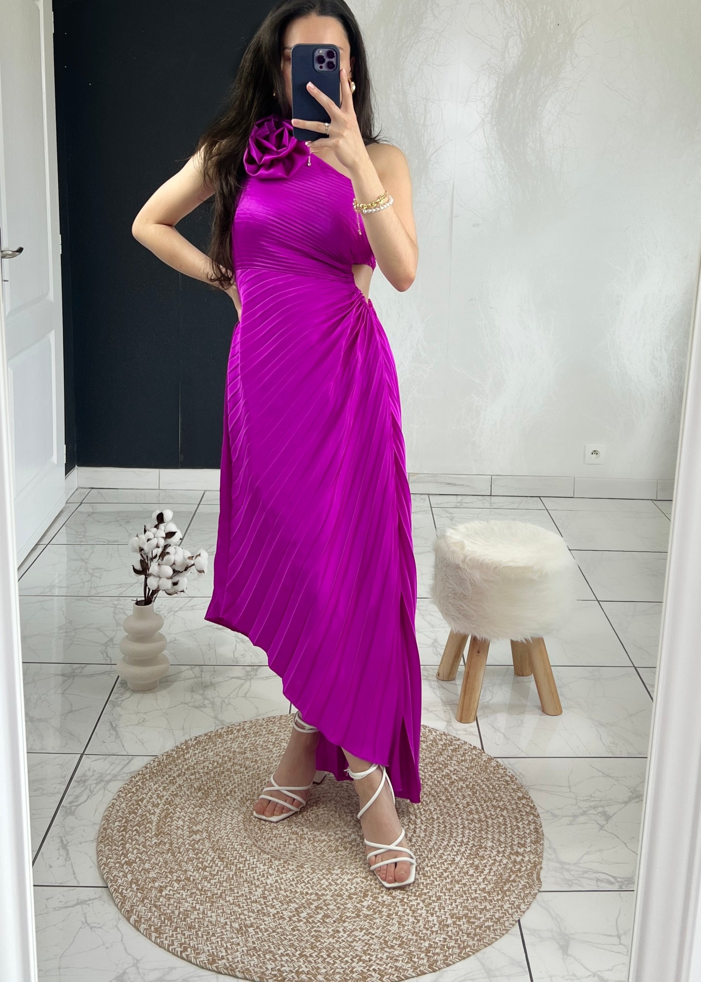 Robe plissée ROSA magenta