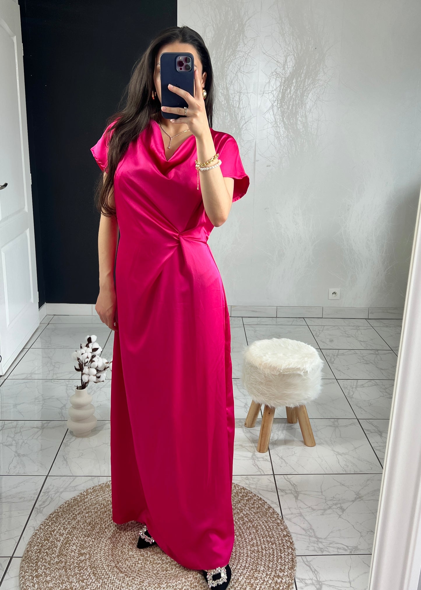 Robe noeud NISA fuchsia