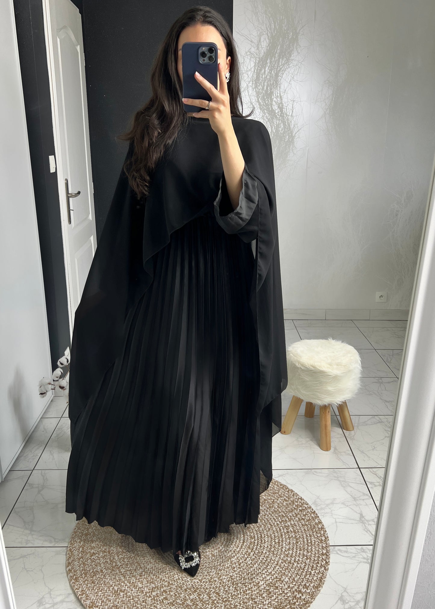 Robe CAMELIA plissée noire