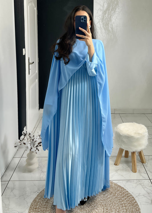 Robe CAMELIA plissée bleue ciel