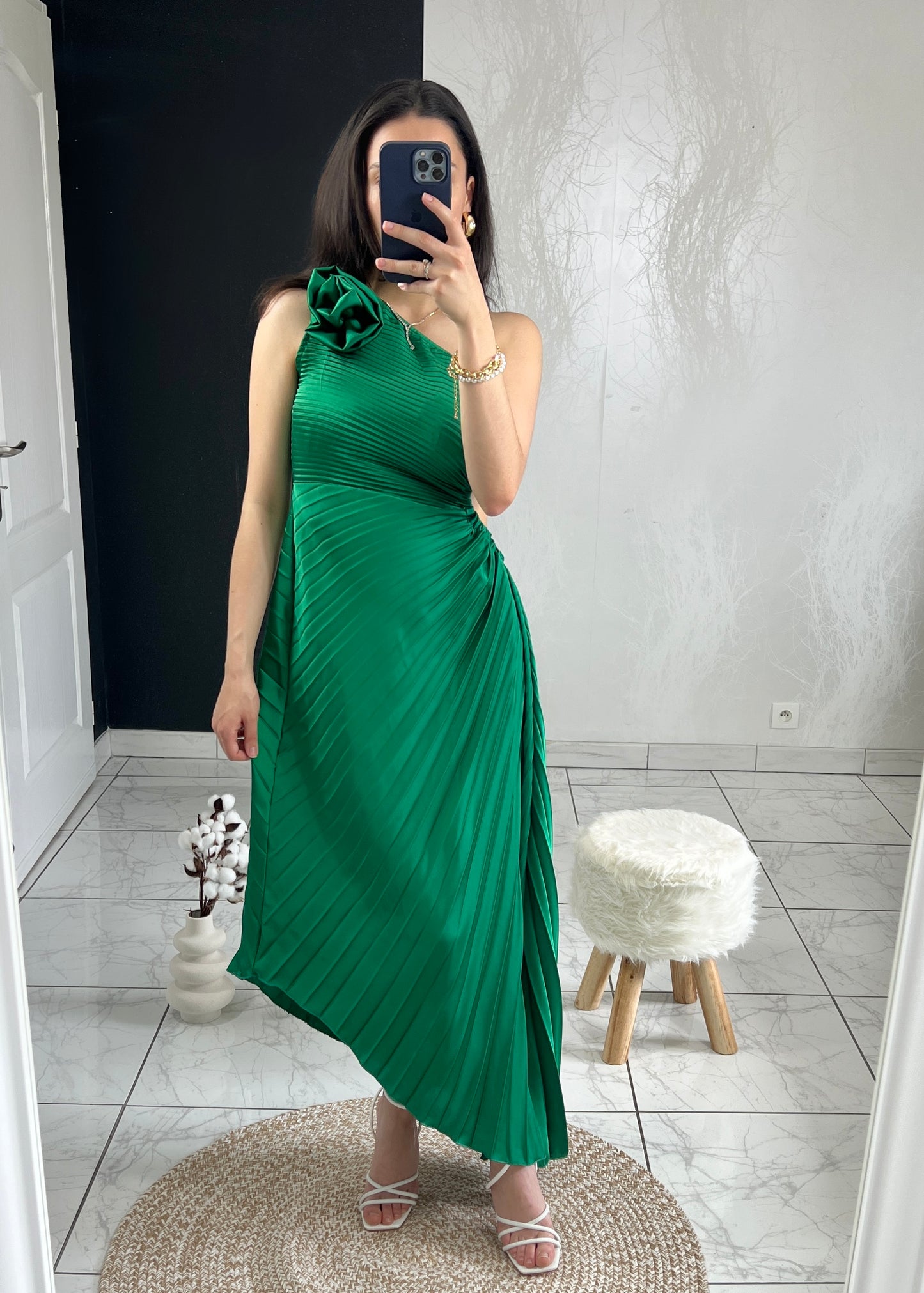 Robe plissée ROSA verte