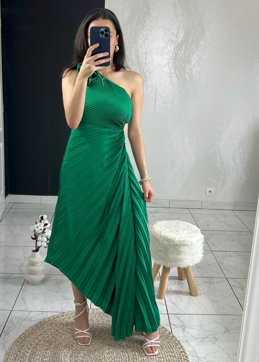 Robe plissée ROSA verte