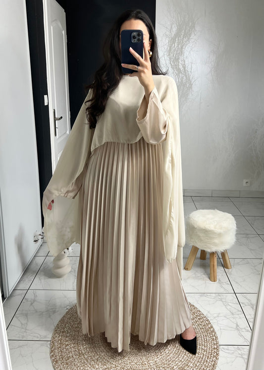 Robe CAMELIA plissée beige