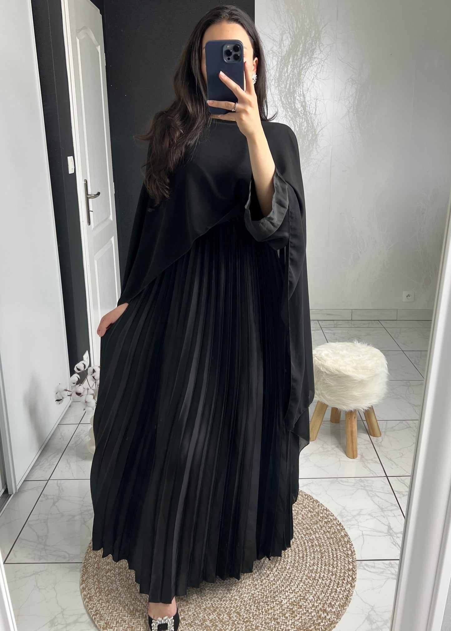 Robe CAMELIA plissée noire