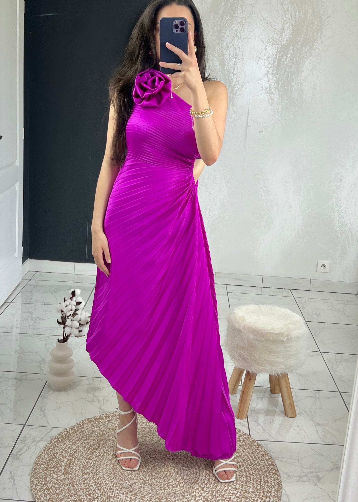 Robe plissée ROSA magenta