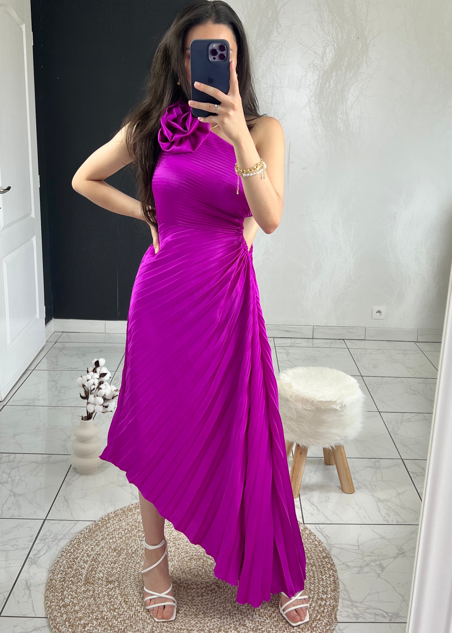 Robe plissée ROSA magenta