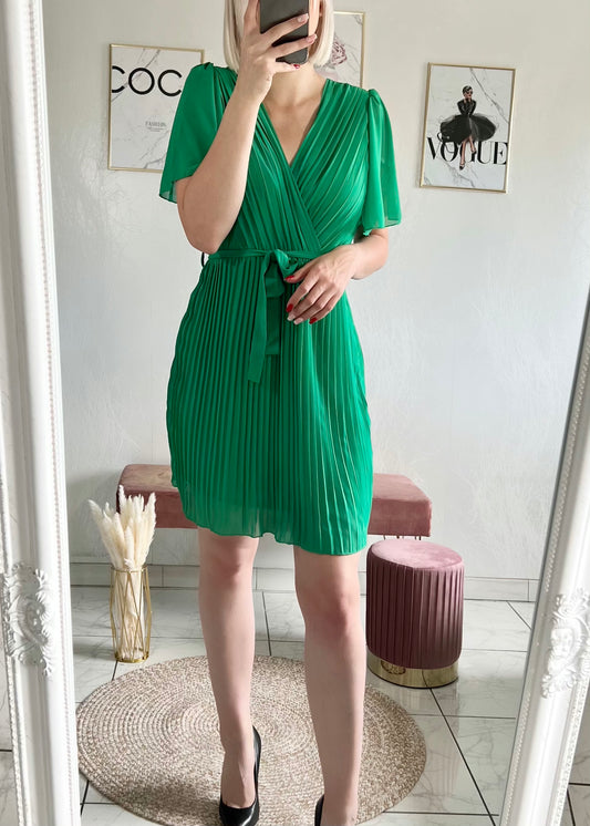 Robe plissée JADE verte