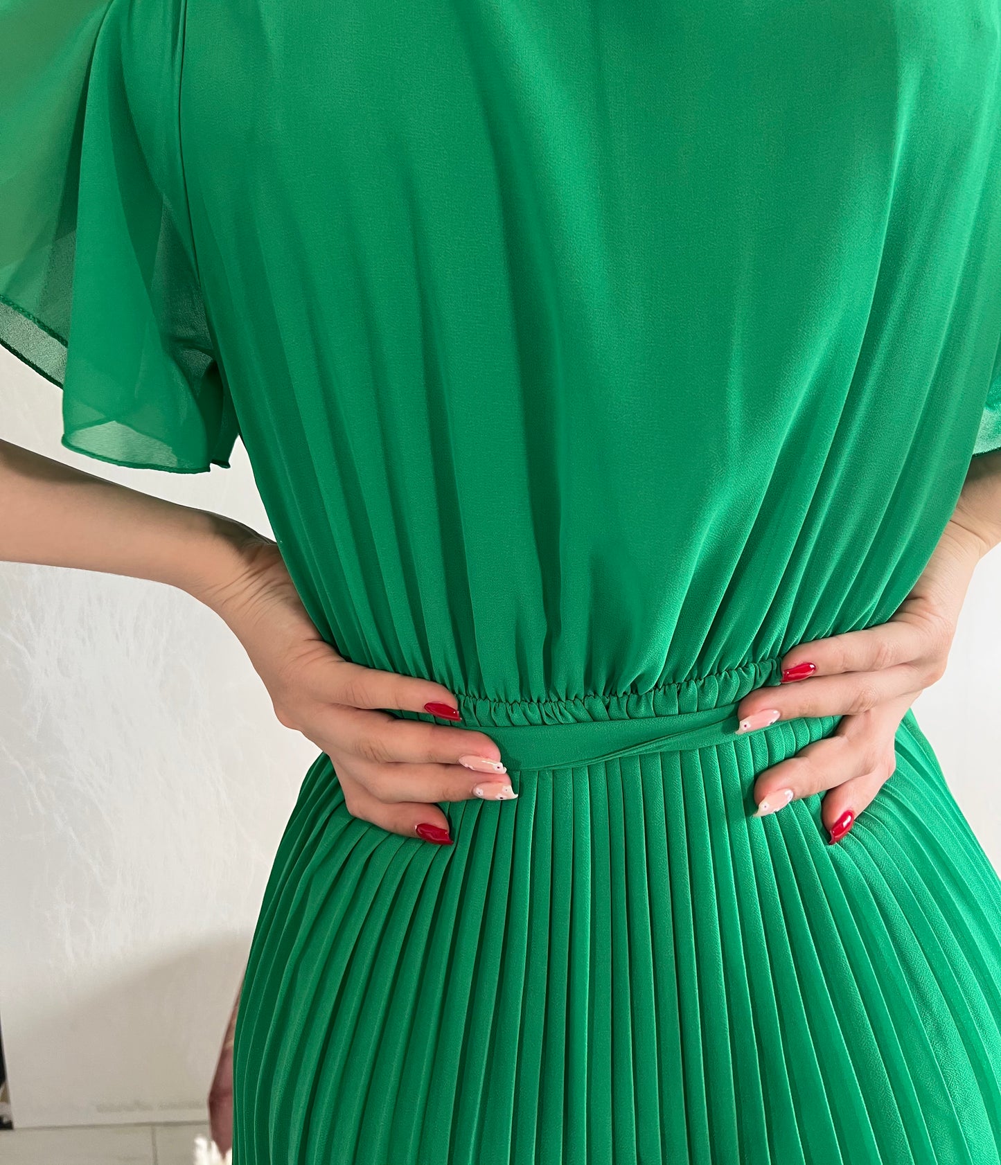 Robe plissée JADE verte