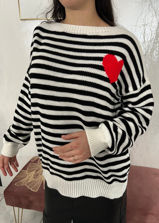 CAMILLE white heart sweater