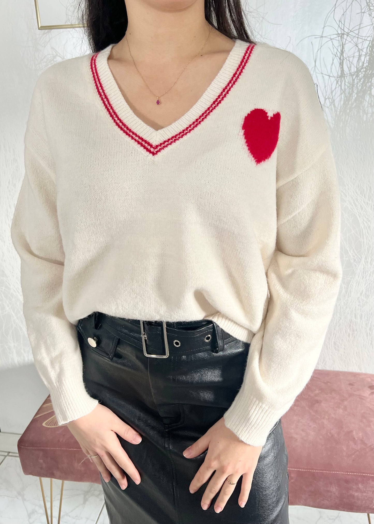 Pull KALLY coeur beige