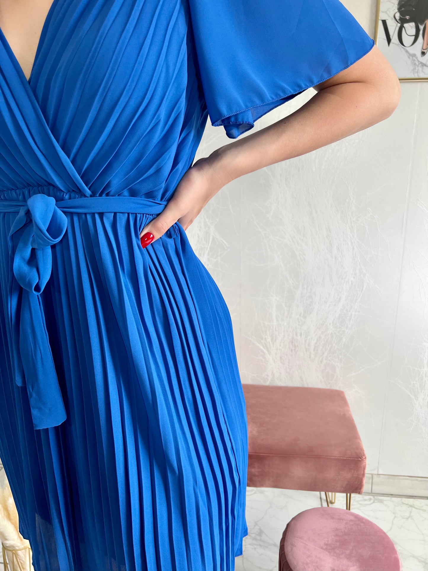 Robe plissée JADE bleue