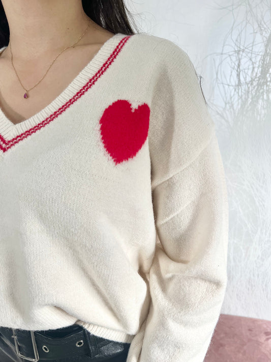 Pull KALLY coeur beige