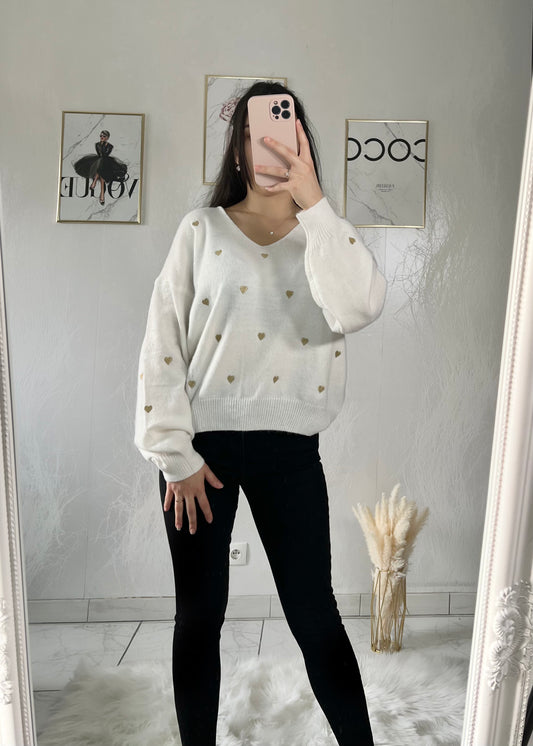 Pull COEUR beige