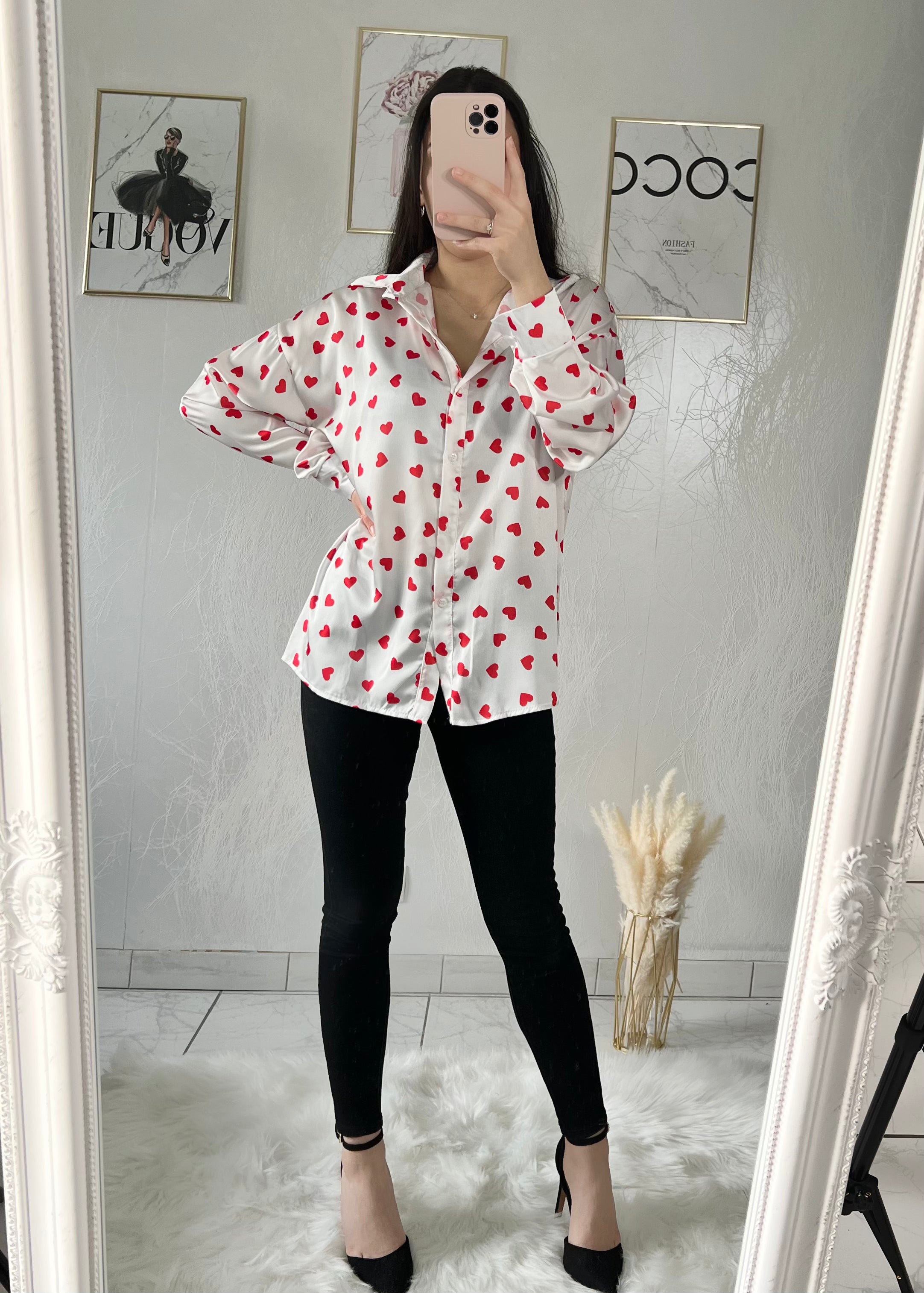 Chemise Blanche Coeurs Rouges Chemise COEUR rouge – Naicia & Co