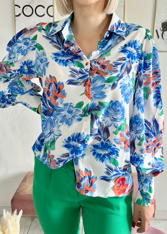 Blue FLORA blouse