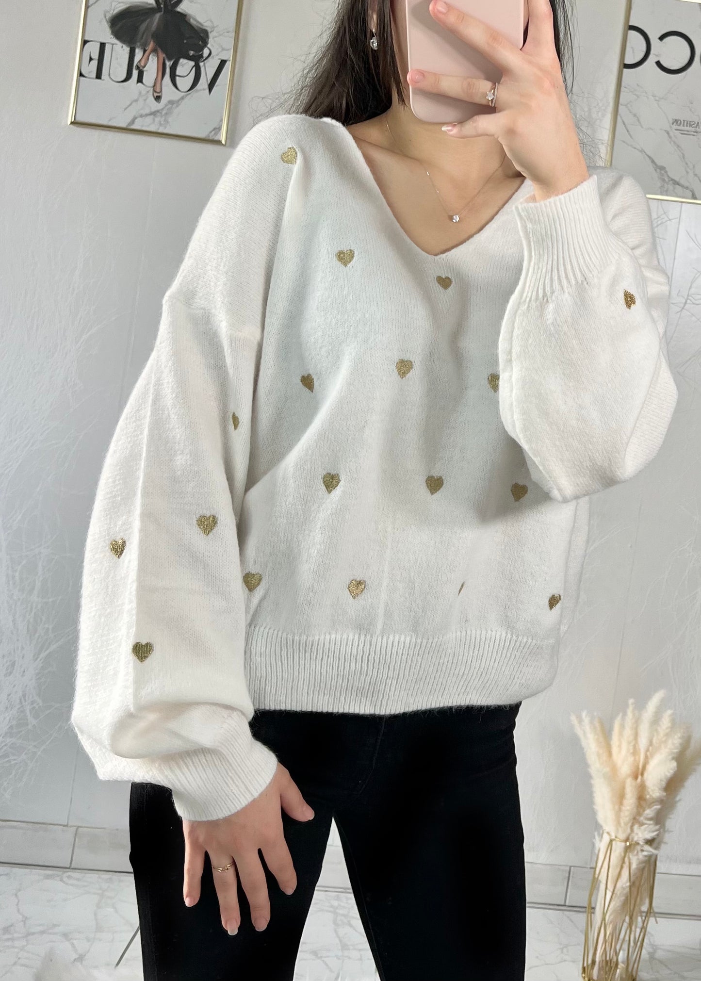 Pull COEUR beige